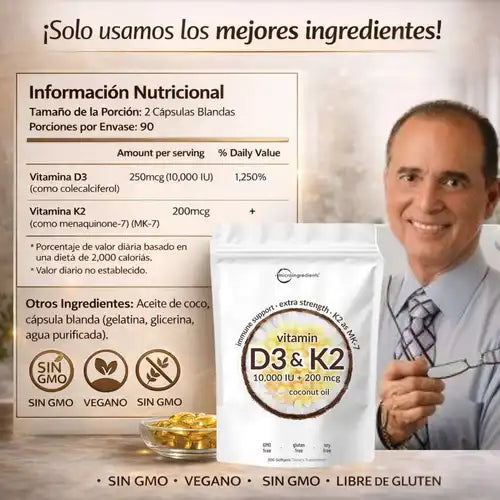 Vitamina D3 + K2 – Apoyo diario para huesos fuertes y bienestar integral