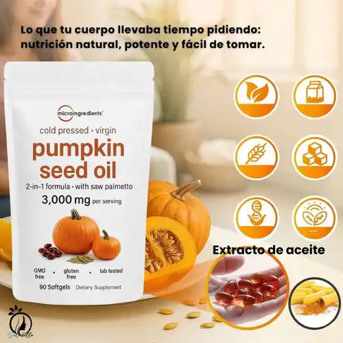 Aceite de Semilla de Calabaza + Saw Palmetto | Duerme todo la noche y apoya un flujo urinario saludable