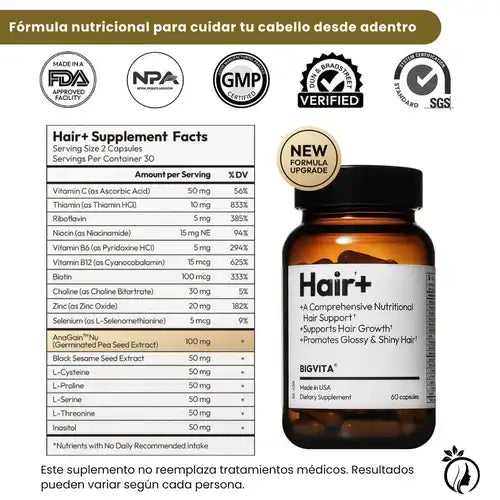 Hair+ BigVital Nutrición real para tu cabello
