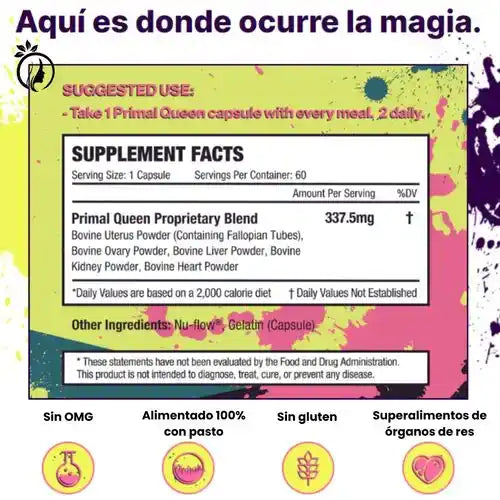 PrimalQueen- Apoyo Natural para SOP, Vientre Postparto y Mal Olor Íntimo