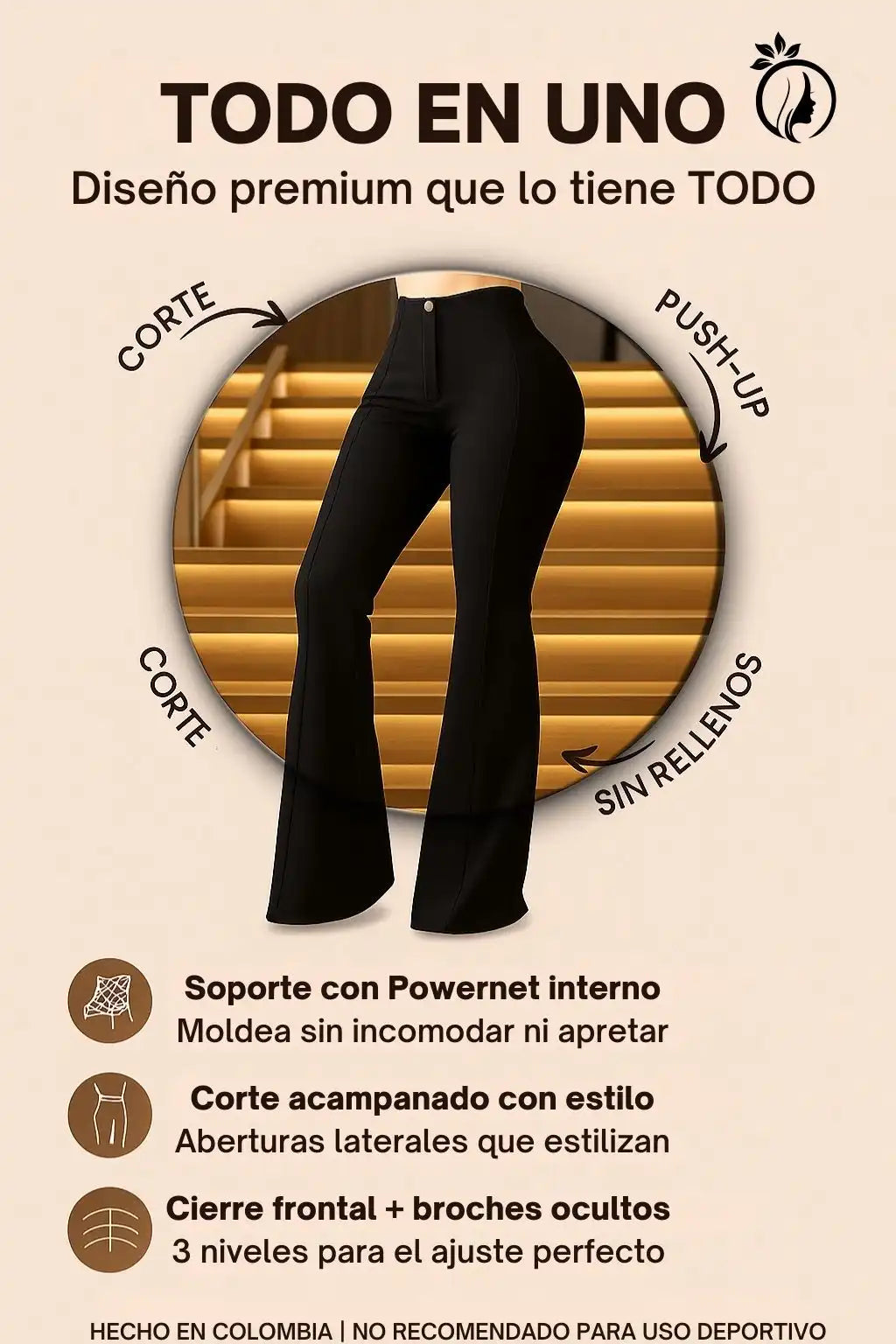 Leggings bota campana con faja incluida y realce!