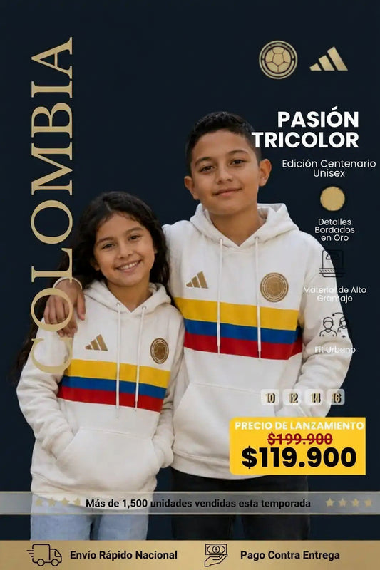 Buzo Colombia Centenario 2026™ | Bordado Dorado | Niños