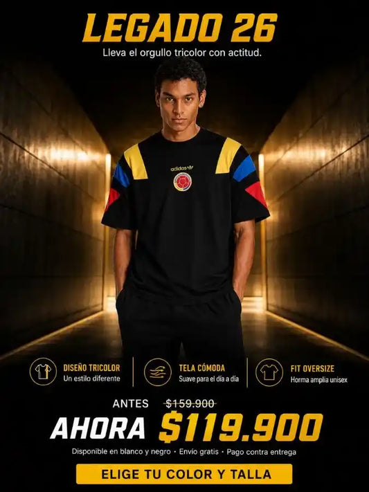 Camiseta Colombia Legado 26 | Diseño Retro Oversize