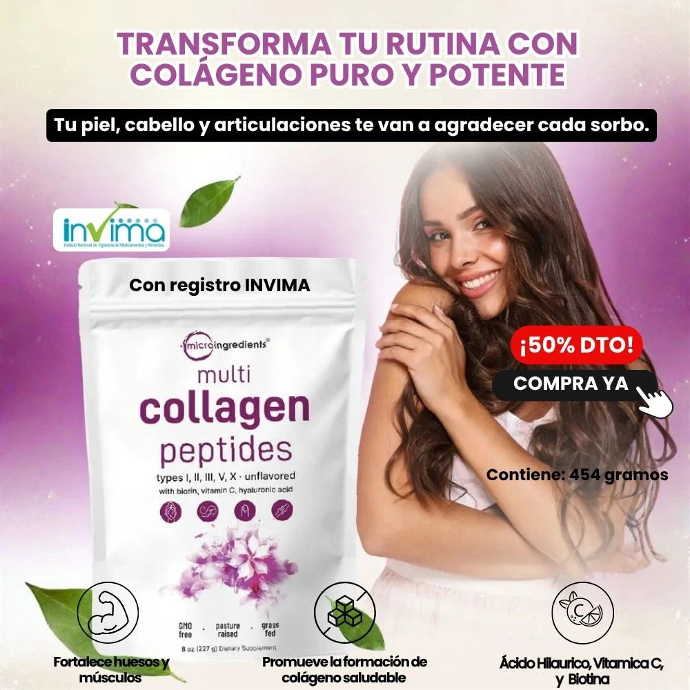 Colágeno 8 en 1 con Biotina + Ácido Hialurónico Belleza y bienestar desde adentro