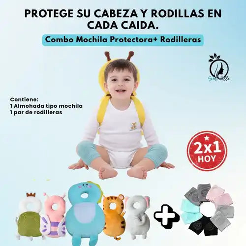 Combo Primeros Pasos Mochila Anticaída + Rodilleras
