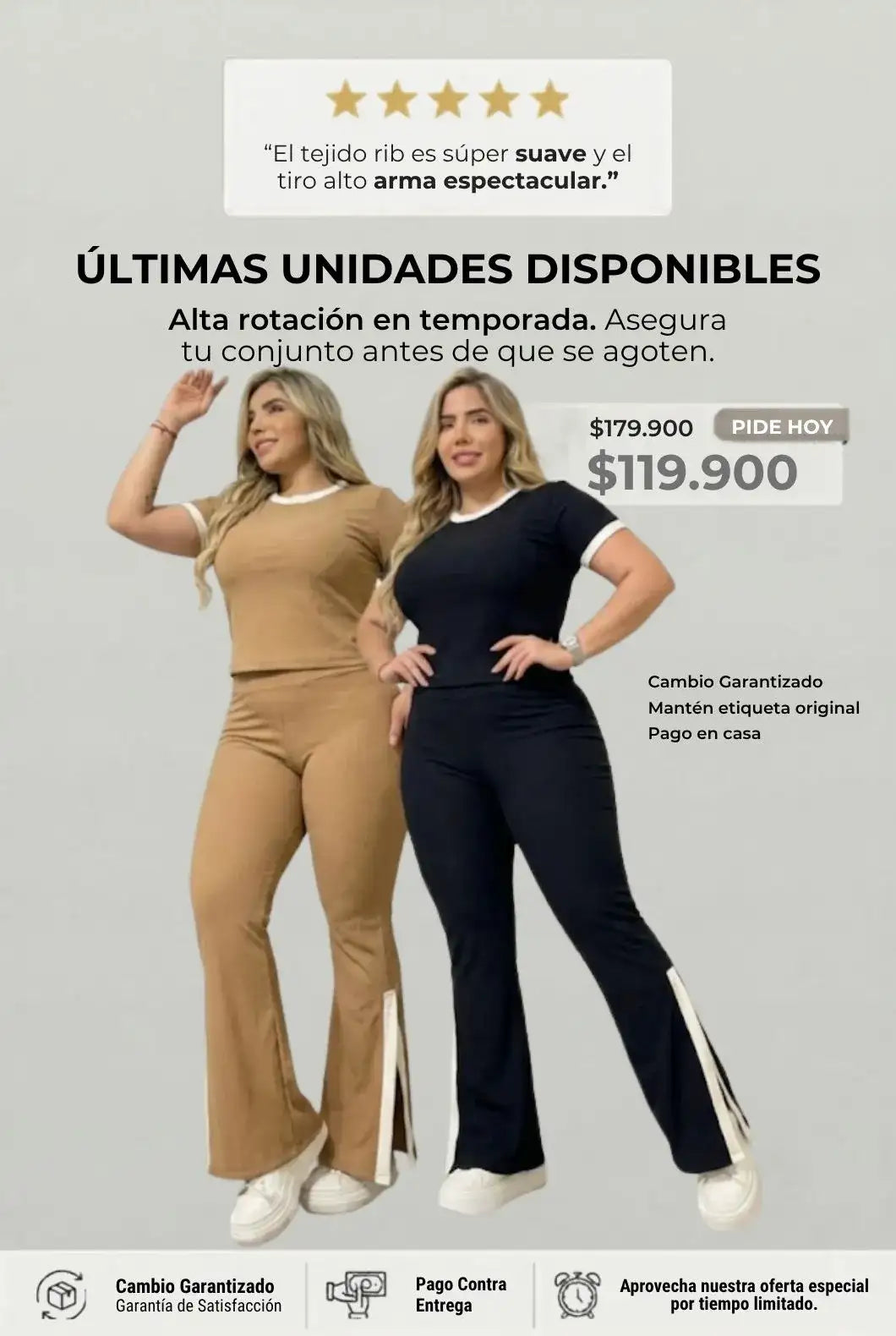 Conjunto Rib Tiro Alto con Abertura, perfecto para verte arreglada todos los días