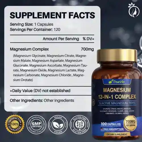 Duerme Mejor, Vive Mejor: Magnesio 12 en 1 de Alta Absorción