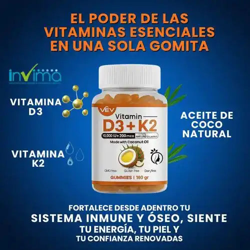Gomitas D3+K2 | Apoyo Diario para Huesos y Articulaciones