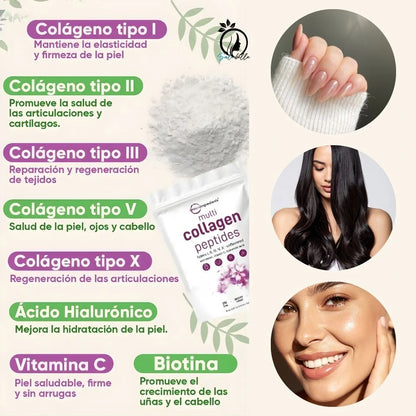 Colágeno 8 en 1 con Biotina + Ácido Hialurónico Belleza y bienestar desde adentro