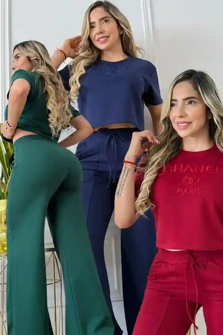 Conjunto Bordado Estilo Chanel