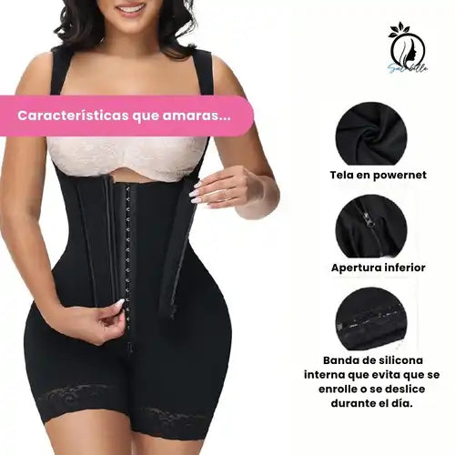 Faja Short con Cremallera Frontal y Doble Ajuste