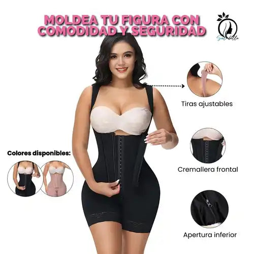 Faja Short con Cremallera Frontal y Doble Ajuste