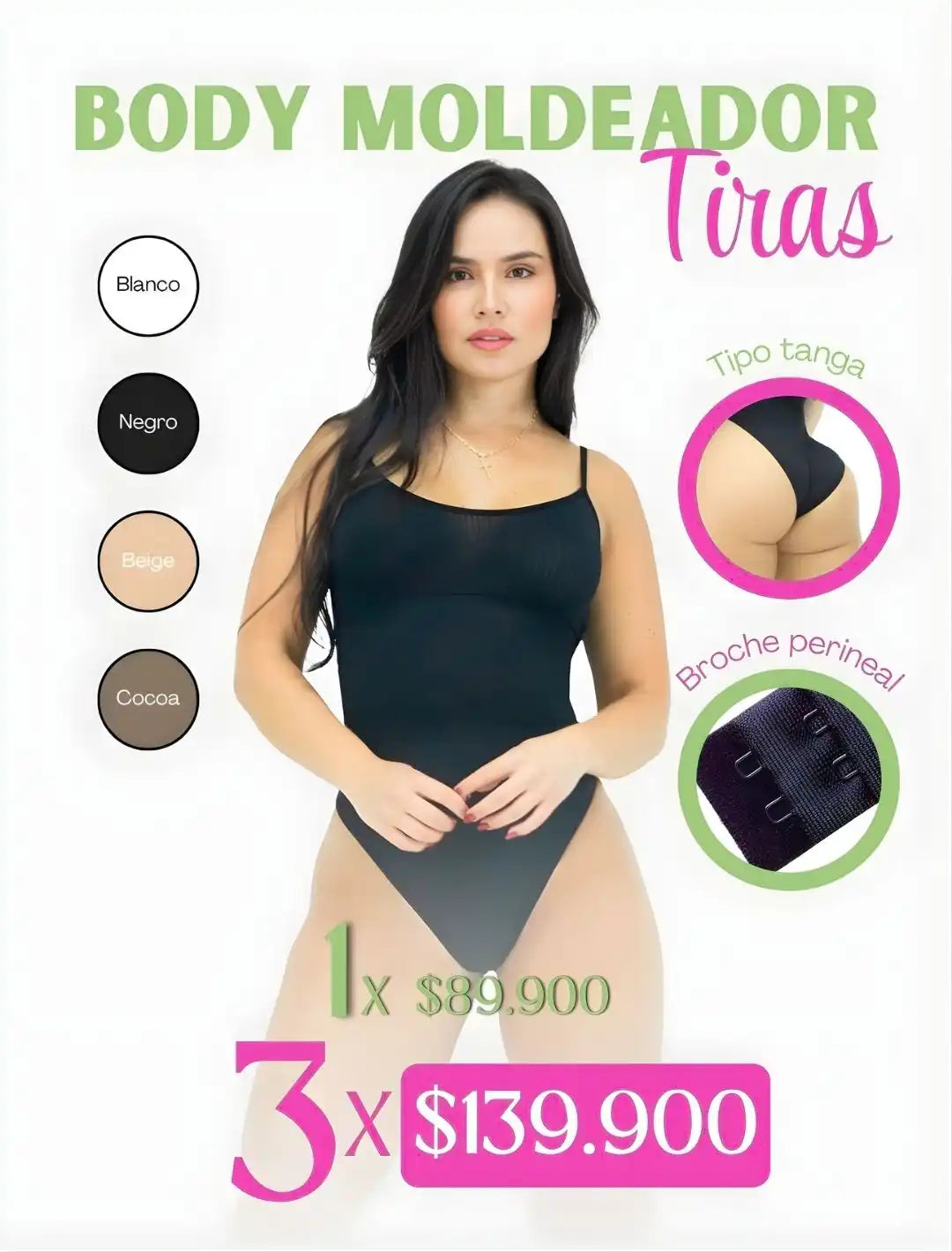 Body Moldeador con Tiras  Ajuste Natural, Comodidad Real