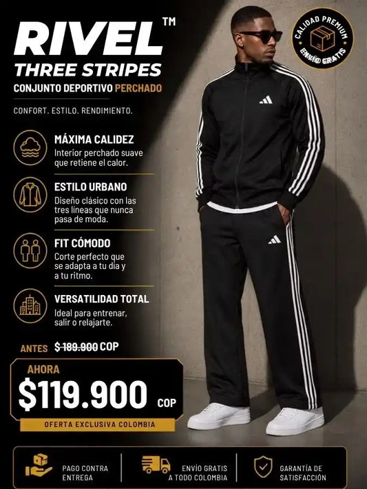 RIVEL™ | Conjunto Deportivo Perchado de 2 Piezas- Adidas